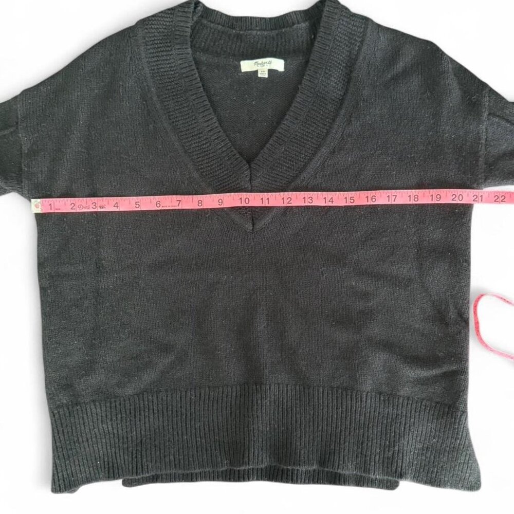 Madewell V-Neck Long Sleeve Knit Extra Small Black Boxy Sweater Women's Size XS - Picture 5 of 8